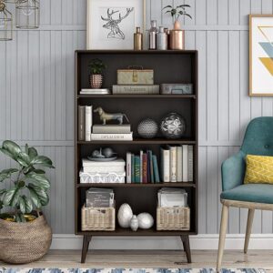 Brigg Wooden Bookcase With 4 Shelves In Walnut