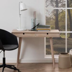 Canton Wooden 2 Drawers Computer Desk In Oak White