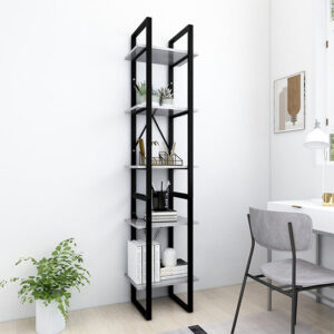 Emlen 40cm Wooden 5 Tier Bookcase In Concrete Effect