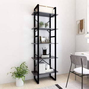 Emlen 60cm Wooden 5 Tier Bookcase In Grey