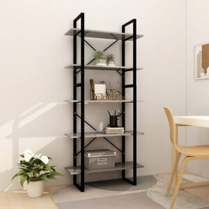 Emlen 80cm Wooden 5 Tier Bookcase In Concrete Effect