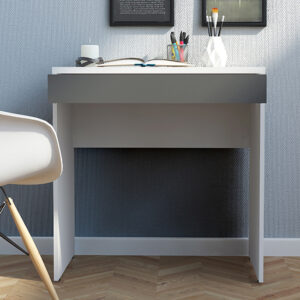 Frosk Wooden 1 Drawer Computer Desk In White And Grey