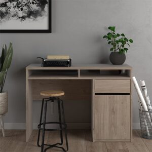Frosk Wooden Computer Desk With 1 Door 1 Drawer In Oak