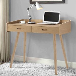Hector Wooden Computer Desk In Oak With 2 Drawers