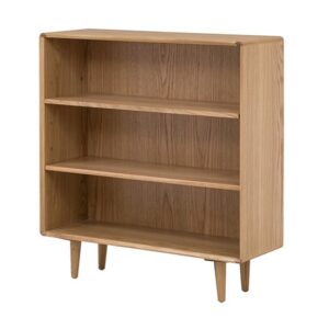 Jenson Low Wooden Bookcase With 2 Shelves In Natural Oak
