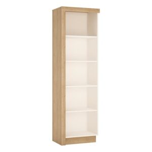 Lyco Right Handed Bookcase In Riviera Oak And White High Gloss