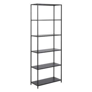 Newberry Metal 5 Shelves Bookcase In Matt Black