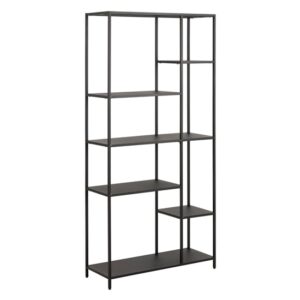 Newberry Metal 6 Shelves Bookcase In Matt Black