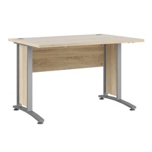 Prax 120cm Computer Desk In Oak With Silver Grey Legs