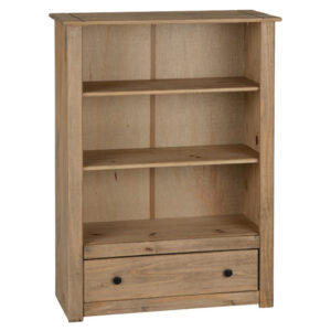 Prinsburg Wooden 1 Drawer Bookcase In Natural Wax