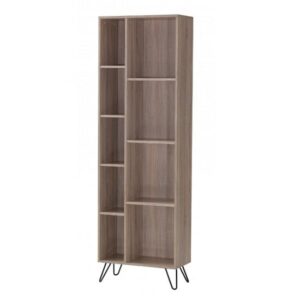 Sarva Wooden Bookcase In Oak Effect With Black Metal Legs