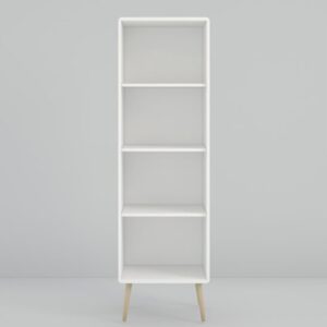 Strafford Narrow Wooden Bookcase In Off White