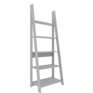 Tarvie Wooden Bookcase In Grey With Ladder Style