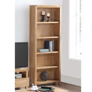 Trevino Tall Bookcase In Oak With 4 Shelves