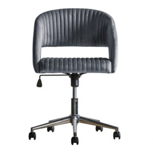Marry Swivel Velvet Home And Office Chair In Charcoal