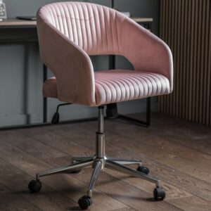 Marry Swivel Velvet Home And Office Chair In Pink