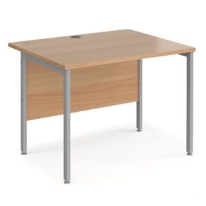 Melor 1000mm H-Frame Wooden Computer Desk In Beech And Silver