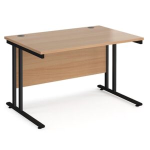 Melor 1200mm Cantilever Wooden Computer Desk In Beech And Black