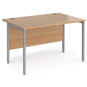 Melor 1200mm H-Frame Wooden Computer Desk In Beech And Silver