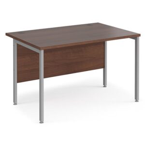 Melor 1200mm H-Frame Wooden Computer Desk In Walnut And Silver