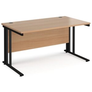 Melor 1400mm Cable Managed Computer Desk In Beech And Black