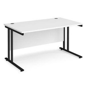 Melor 1400mm Cantilever Wooden Computer Desk In White And Black