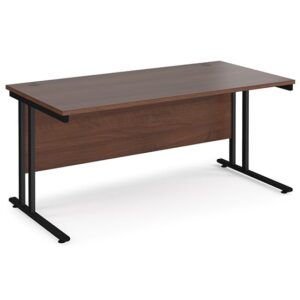 Melor 1600mm Cantilever Wooden Computer Desk In Walnut And Black