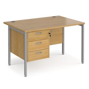 Moline 1200mm Computer Desk In Oak Silver With 3 Drawers