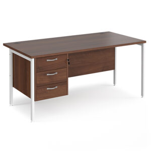Moline 1600mm Computer Desk In Walnut White With 3 Drawers