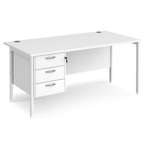 Moline 1600mm Computer Desk In White With 3 Drawers