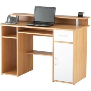 Alpha Wooden Computer Desk In Beech And White
