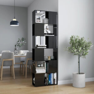 Brooks High Gloss Bookcase With 6 Compartments In Black