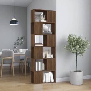 Brooks Wooden Bookcase With 6 Compartments In Brown Oak