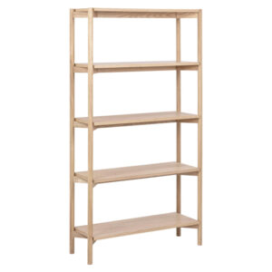 Barstow Wooden Bookcase With 4 Shelves In White Oak