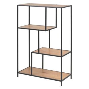 Salvo Bookcase 3 Wooden Shelves With Black Metal Frame