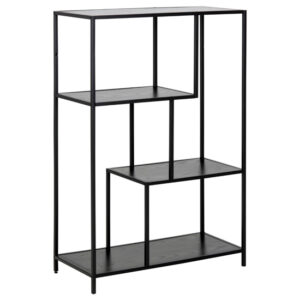 Salvo Wooden Bookcase With 3 Shelves In Ash Black