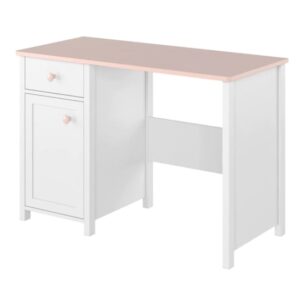 Lenoir Kids Wooden Computer Desk 1 Door 1 Drawer In Matt White