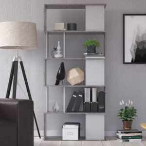 Maribor Open Bookcase 4 Shelves In Concrete Effect And White