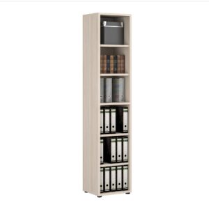 Macon Wooden Bookcase Narrow With 6 Shelves In Warm Mapple