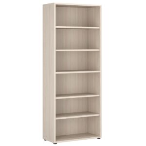 Macon Wooden Bookcase Wide With 6 Shelves In Warm Mapple