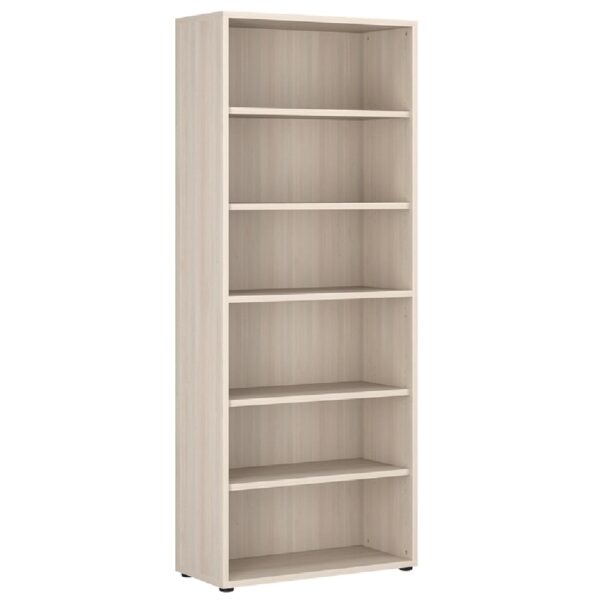 Macon Wooden Bookcase Wide With 6 Shelves In Warm Mapple