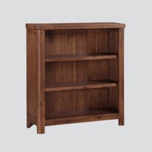 Areli Wooden Low Bookcase In Dark Acacia Finish