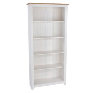 Chatfield Wooden Bookcase With 5 Shelves In White And Oak