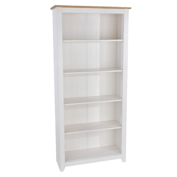 Chatfield Wooden Bookcase With 5 Shelves In White And Oak