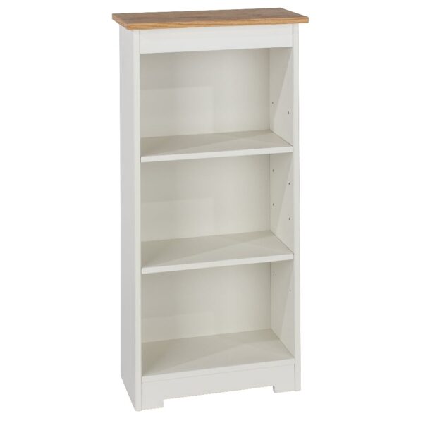 Chorley Wooden Narrow Bookcase With 3 Shelves In White And Oak