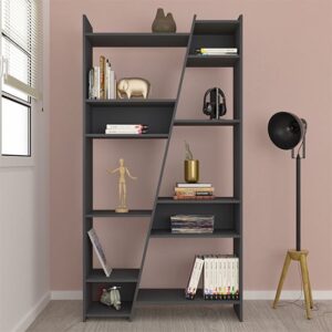 Nuneaton Tall Wooden Bookcase In Grey