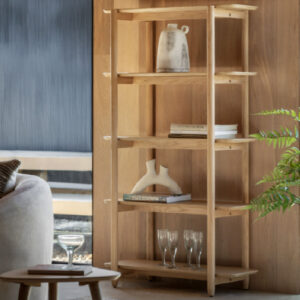 Hervey Tall Wooden Bookcase With 4 Shelves In Natural