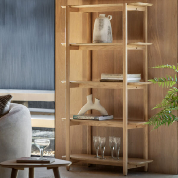 Hervey Tall Wooden Bookcase With 4 Shelves In Natural