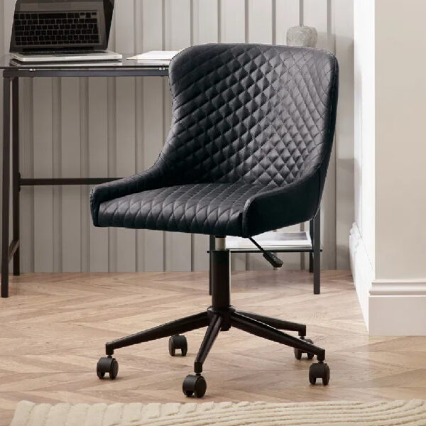 Lakia Faux Leather Home And Office Chair In Black