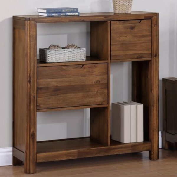 Monza Wooden Bookcase With 2 Drawers In Walnut